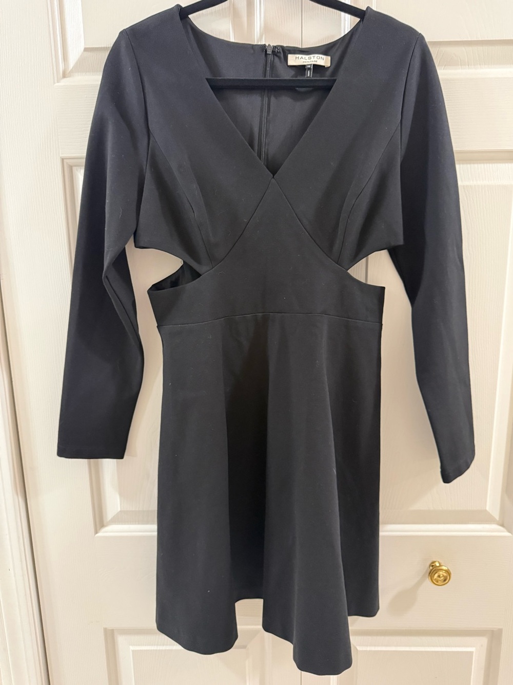 Halston Heritage Black Cutout Fit & Flare Mini Dress Long Sleeve Size 10